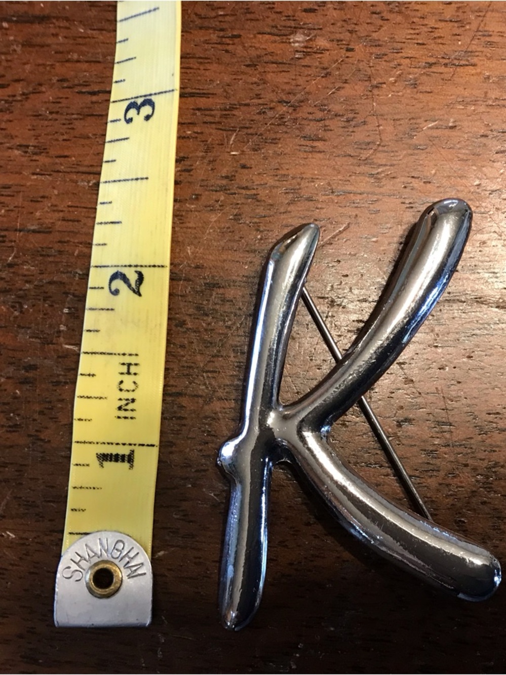 Silver-Tone 'K' Initial Brooch Monogram Pin